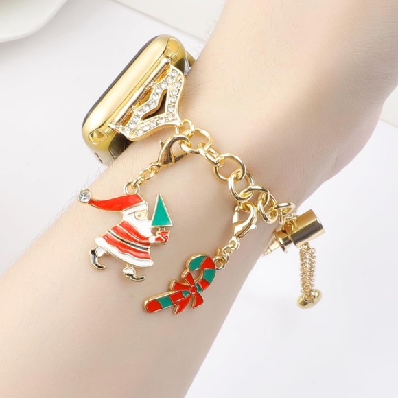 NEW Christmas Gold Apple Watch Band with Charms - Picture 3 of 6